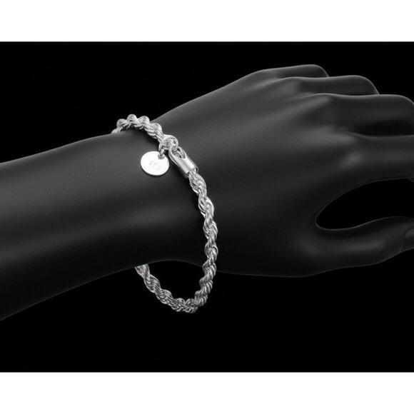 Unbranded Jewelry - 925 Stamped Sterling Silver 20CM 4MM Twisted rope chain Bracelet